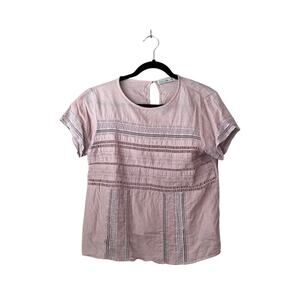 Abercrombie & Fitch A&F Pink Eyelet Lace Blouse Cut Out Cropped Blouse Small